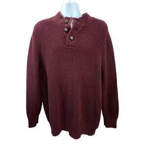 Oak Hill Sweater Mens 3XL Red Shawl Collar Cable Knit Burgundy Cabincore Preppy